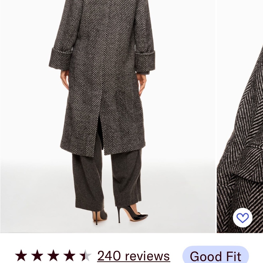 NVLT brand: Women's Black Herringbone Coat, size Medium - Picture 2 of 5